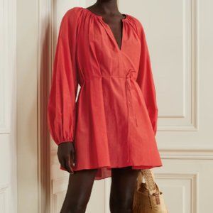 Matteau Cotton and Silk-Blend Puff Sleeve Mini Dress, sz 3 (EU 38)